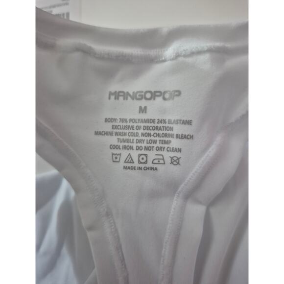 MANGOPOP Bodysuit Women's Size Medium Scoop Neck Sleeveless Sexy Backless Ribbed - Picture 6 of 8